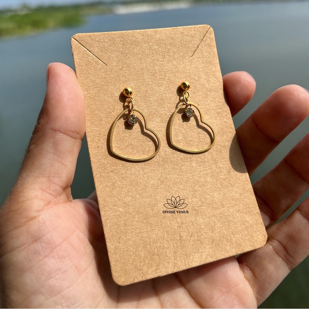 Heart Love Earrings | Lightweight | Gold Plated Stainless Steel